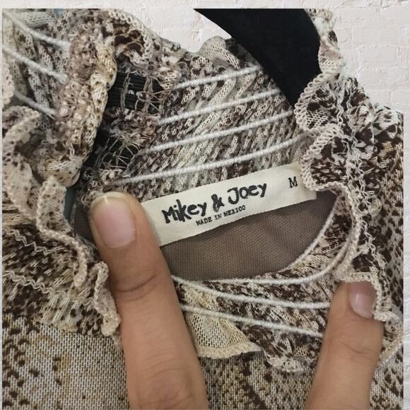 Mikey & Joey Snake Print Long Sleeve Smock Mini Dress M - Picture 4 of 7